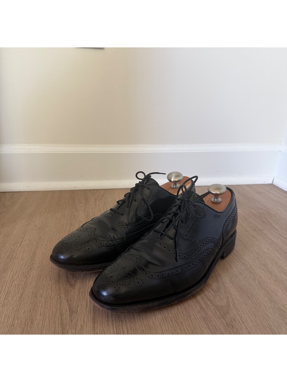 Johnston & Murphy Black Leather Wingtip Dress Shoes 9.5